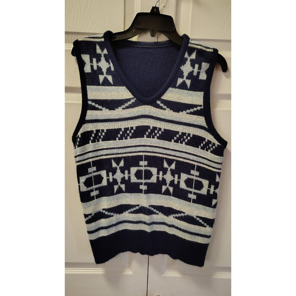 Unbranded Blue‎ Winter Knit Pattern V-Neck Vest Unisex